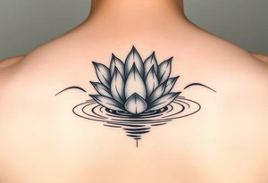 serene lotus flower emerging from sacred waters with ripples tattoo idea