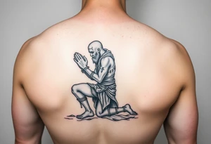 Exhausted praying warrior on one knee tattoo idea
