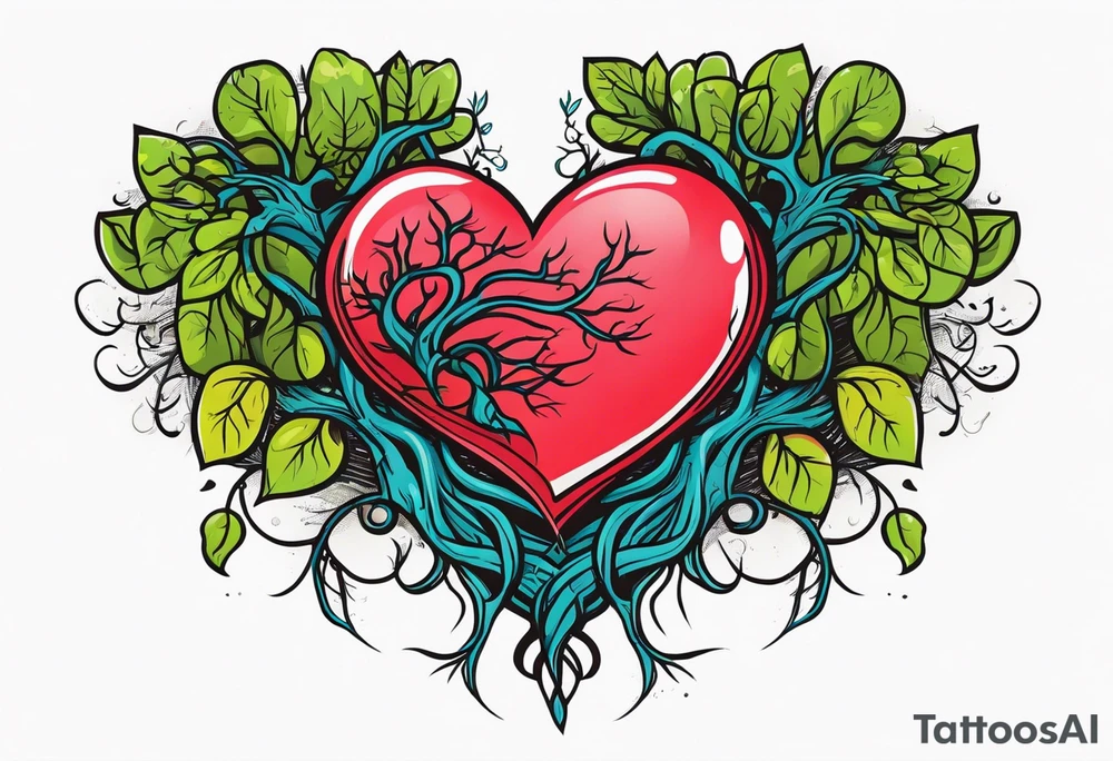 Heart with roots tattoo idea