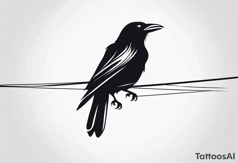 feminine tattoo crow on a wire tattoo idea