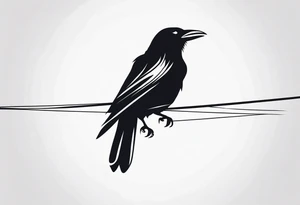feminine tattoo crow on a wire tattoo idea
