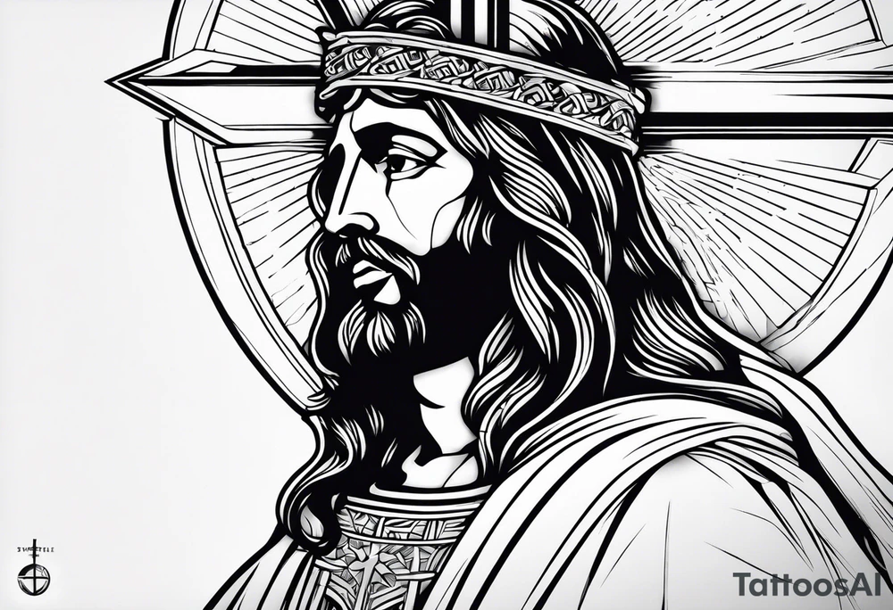 jesus olhando pra cima na cruz tattoo idea