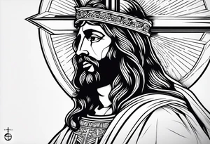 jesus olhando pra cima na cruz tattoo idea