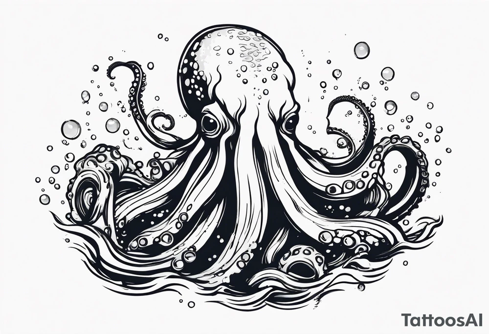 Kraken tentacles coming out of water tattoo idea