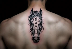 horse silhouette 
from the front
with 3 littles letters M, A, L tattoo idea