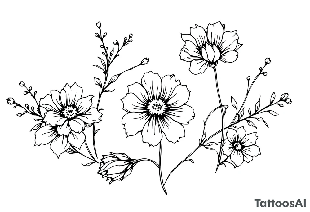 ornaments of flowers tattoo idea