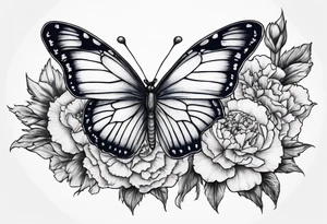 carnations blue butterfly moon tattoo idea