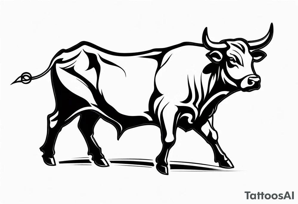 back of wallstreet bull with balls tattoo idea