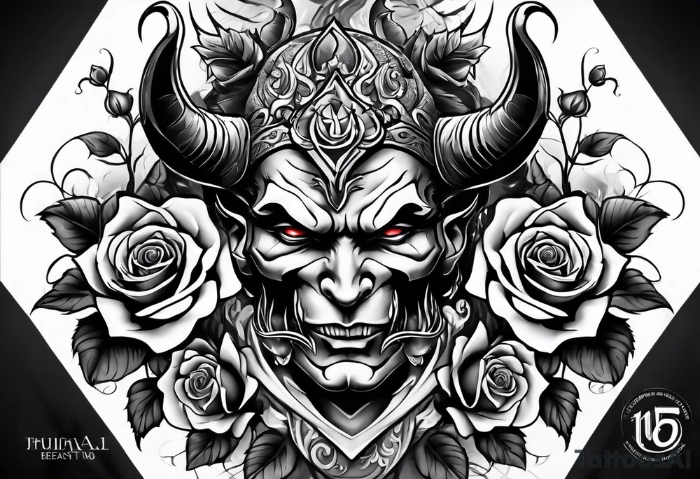 tattoo with devil and roses  for the back tattoo idea