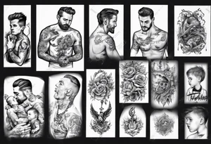 Father leading his son tattoo idea