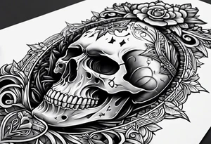 cross on top of a skull tattoo idea