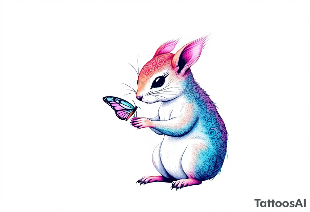A squirrel holding a butterfly tattoo idea
