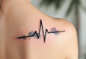A subtle black EKG waveform with gold leaf accents, symbolizing prosperity and the heartbeat of success. tattoo idea