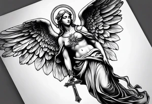 Catholic tattoo angel sleeve tattoo idea