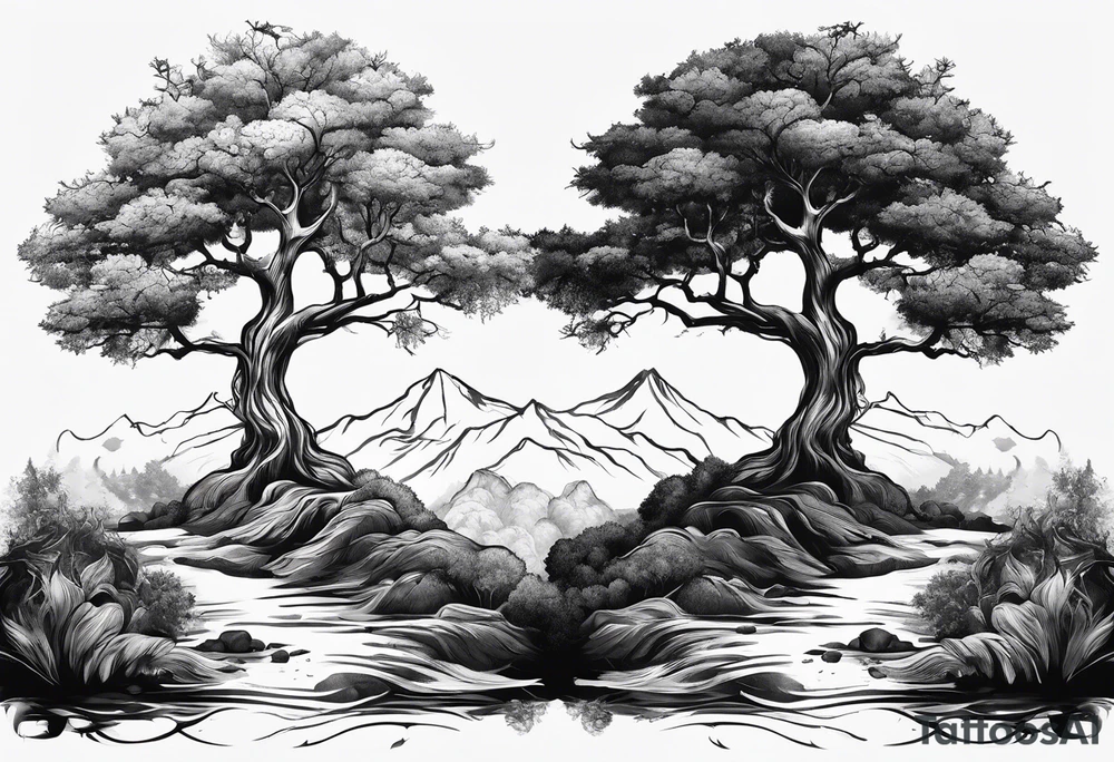 Two seperate trees beside each other tattoo idea