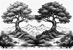 Two seperate trees beside each other tattoo idea