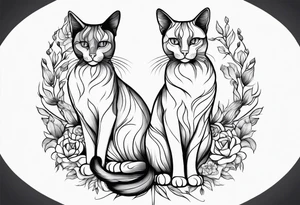 Two cat outline. One gray and one black tattoo idea