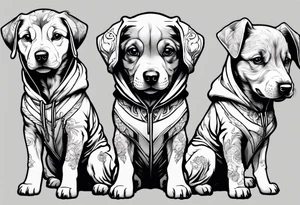 Curberus puppy wearing a hoodie tattoo idea
