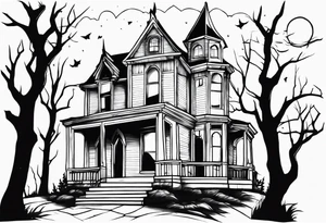 haunted house tattoo idea