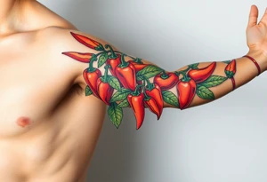 Super hot pepper plants tattoo idea