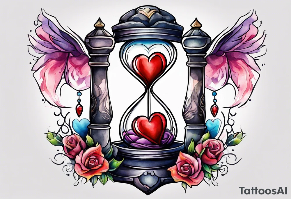 Heart hourglass tattoo idea