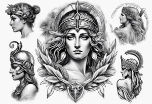 realistic Athena greek mythology tattoo idea