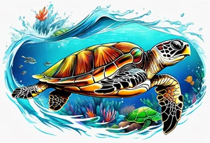 Mating sea turtles tattoo idea