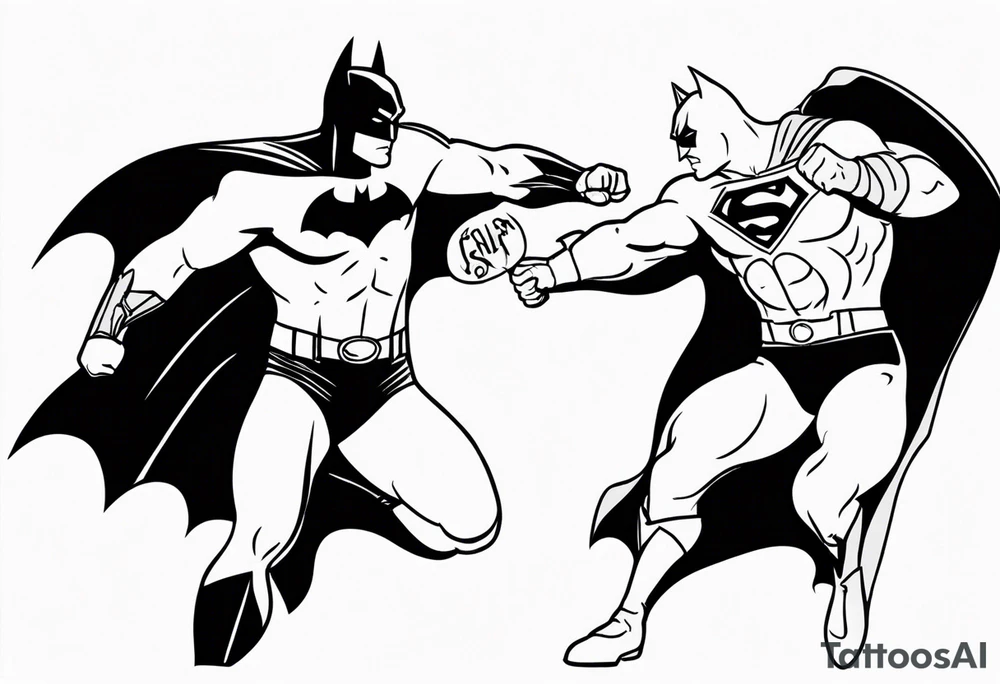 batman fighting superman tattoo idea