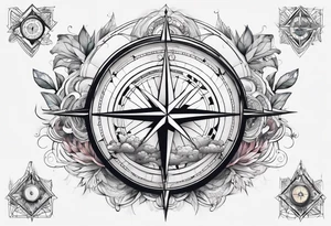 Creation of Adam hands with compass geometric tattoo idea