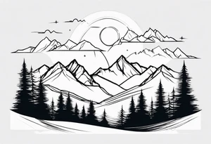 mountains trees tattoo idea