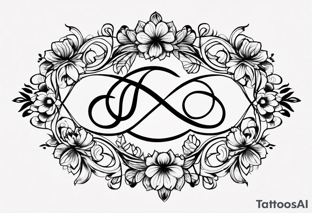 Simple Infinity symbol with negative space floral tattoo idea