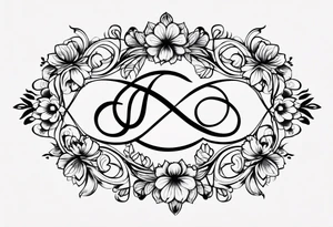 Simple Infinity symbol with negative space floral tattoo idea