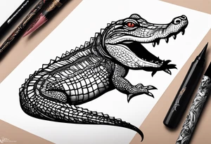 Full body Caiman with tail leg tattoo tattoo idea
