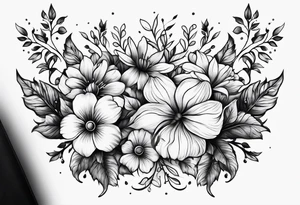 horn and flower tattoo idea