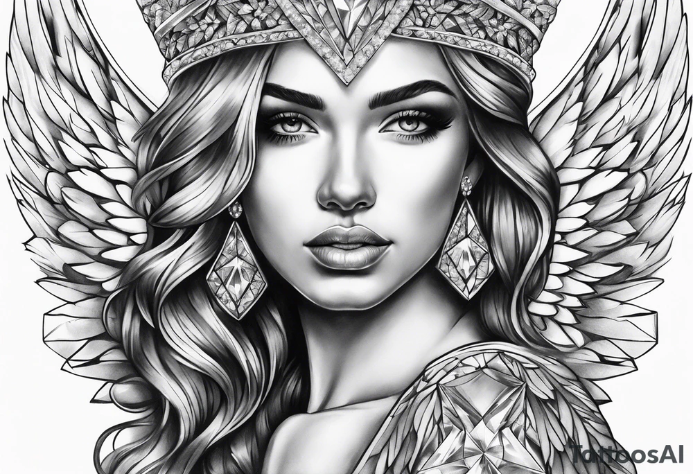 Diamond angel tattoo idea