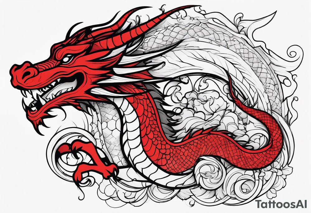Red outline dragon tattoo for arm tattoo idea