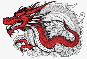Red outline dragon tattoo for arm tattoo idea