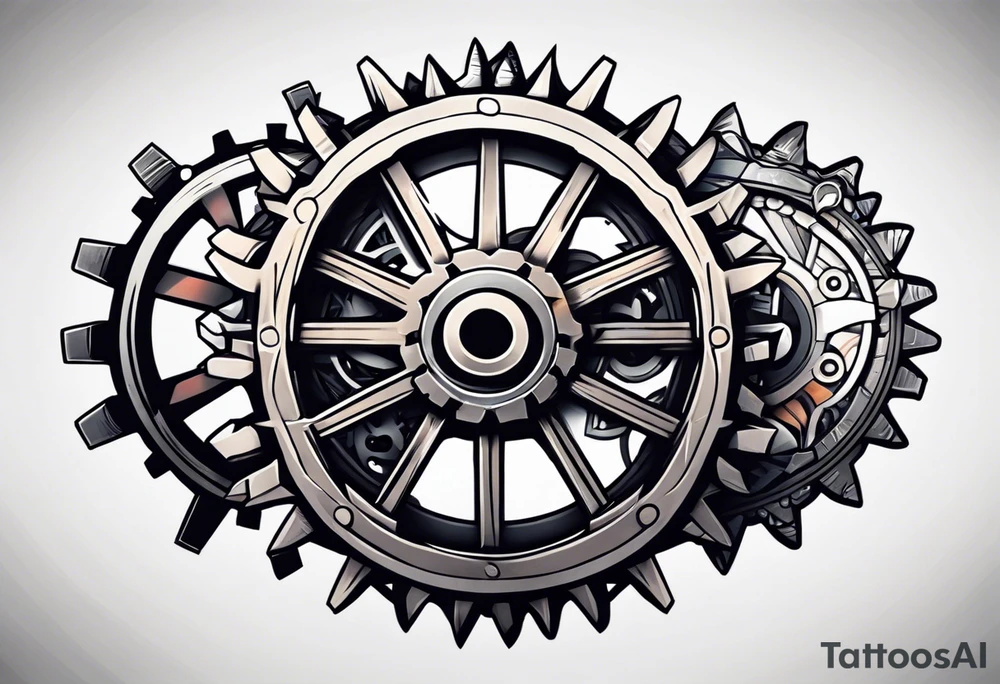 cog wheel on knee tattoo idea