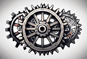 cog wheel on knee tattoo idea