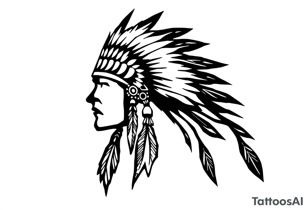 Silhouette of Native American tribe tattoo idea