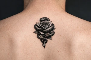 Snake wrapped around rose make it look realistic and hot tattoo idea