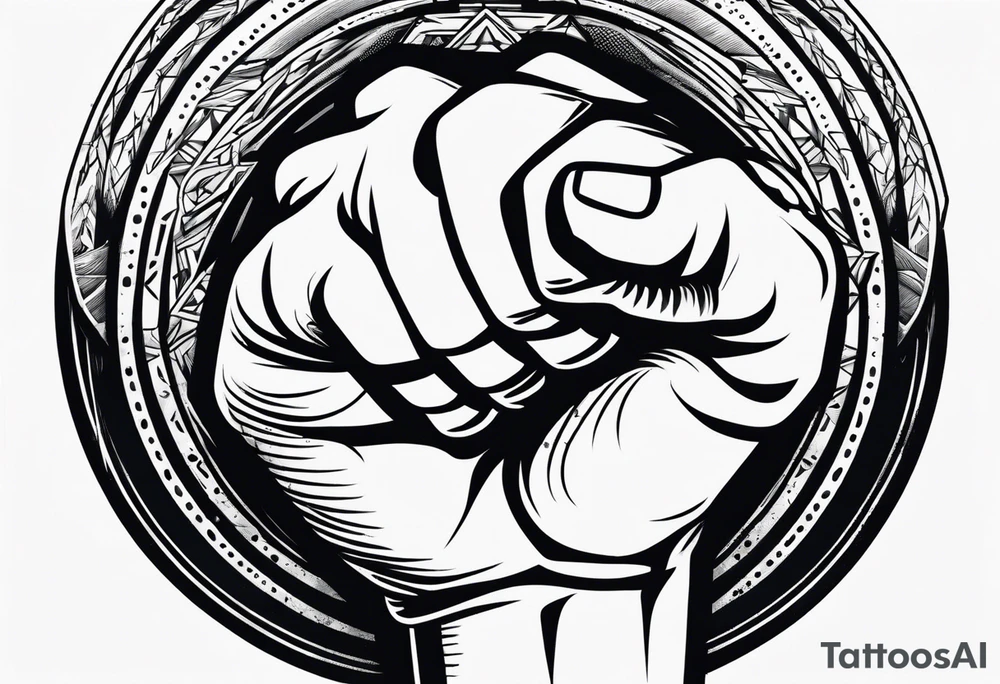 A clenched fist on the back using negative space techniques tattoo idea A clenched fist on the back using negative space techniques tattoo idea