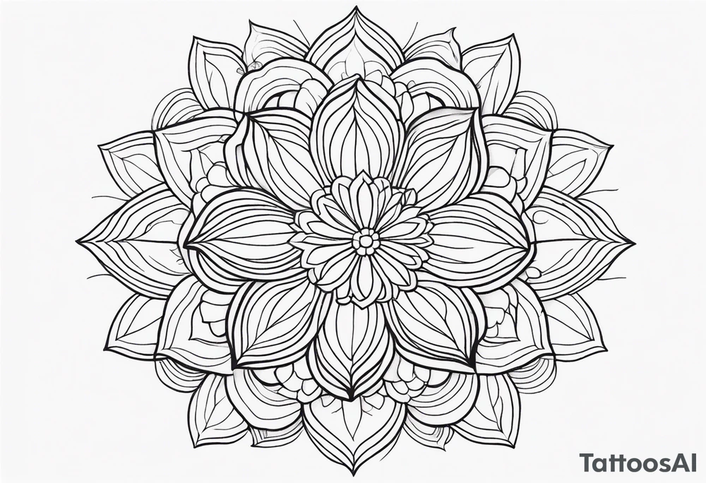 Generate a floral mandala tattoo with minimalist petals and gentle symmetry, focusing on balance and serenity tattoo idea