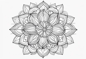 Generate a floral mandala tattoo with minimalist petals and gentle symmetry, focusing on balance and serenity tattoo idea