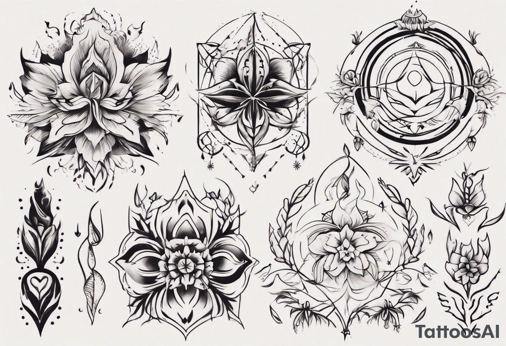 Minimalist Ornemental delicate tattoo idea