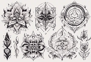 Minimalist Ornemental delicate tattoo idea