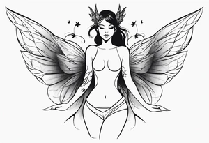 Small Fairy with many wings full body tattoo idea