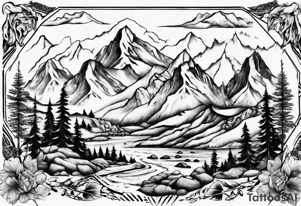 mountain landscape tattoo idea