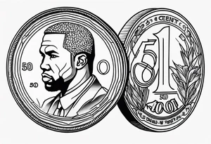 50 cent currency coin tattoo idea