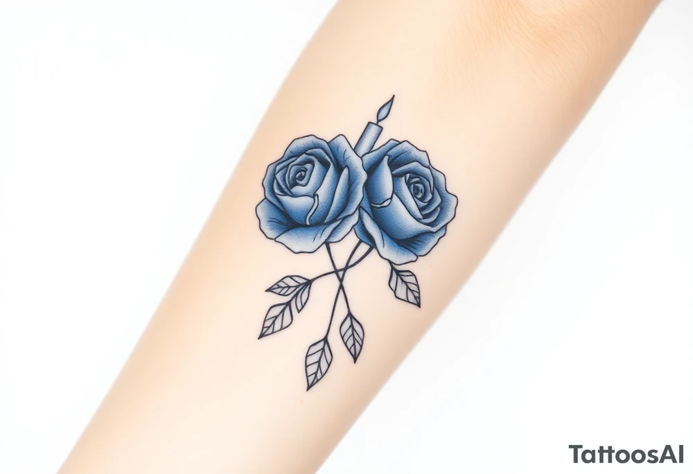 Blue, 2 roses, 2 candles tattoo idea